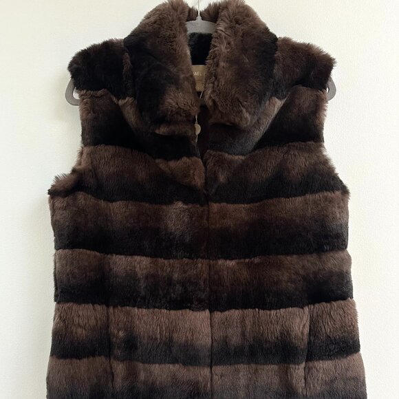 Michael Kors Soft Rabbit Fur Vest Brown Small - Picture 1 of 6